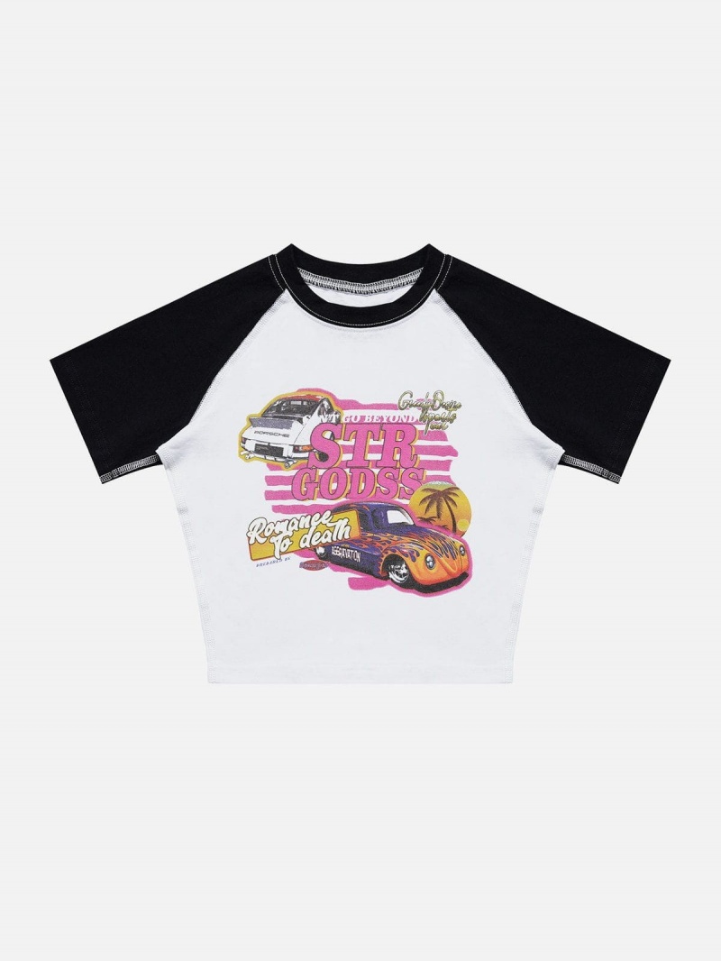 T Shirts Aelfric Eden Racing Caricature Print Tee Rose | HPO-62596520